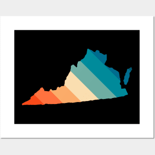 Virginia State Retro Map Posters and Art